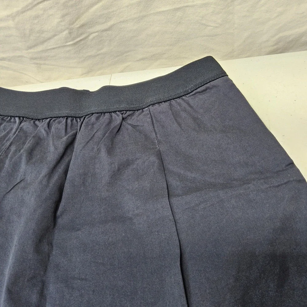 J.Crew Mini Skirt Womens 6 Navy Blue‎ Cotton Elastic Waist Pleated Pockets 28544